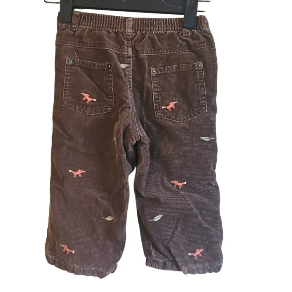 Gymboree brown corduroy fox and leaves fall pants size 18 to 24 months